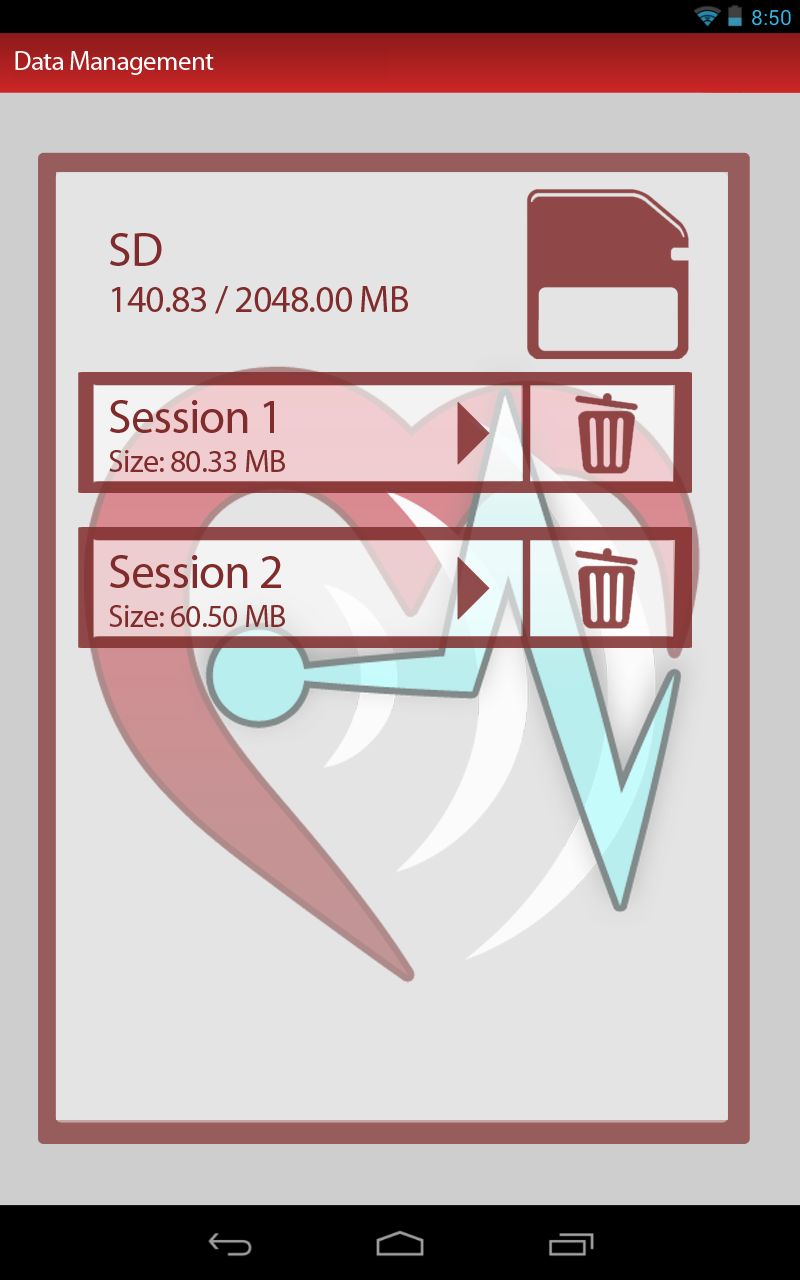 Concept art for the mobile app UI SD/data storage page.